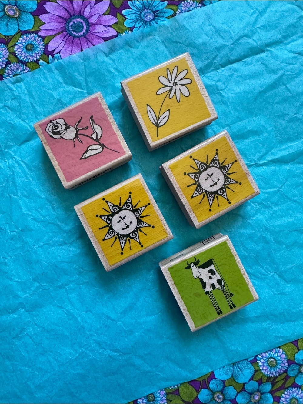 Summer / Spring Craft Stamps - Sun, Flower, Rose, Cow